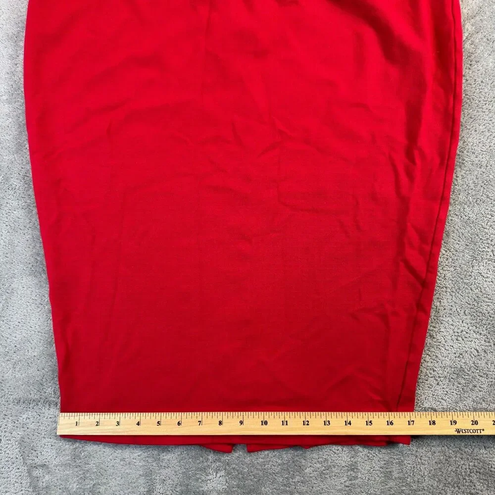Torrid Skirt Womens 2 Red Pencil Pull On Stretch Midi Knit Workwear Plus Office